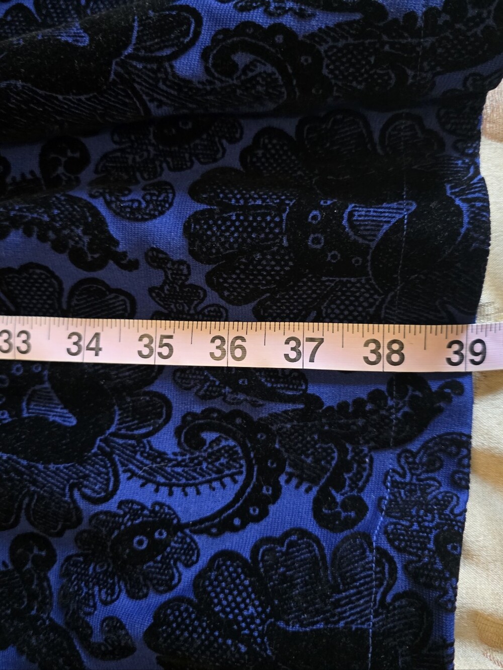 Lands' End Blue Dress with Black Floral Burnout - Picture 6 of 7